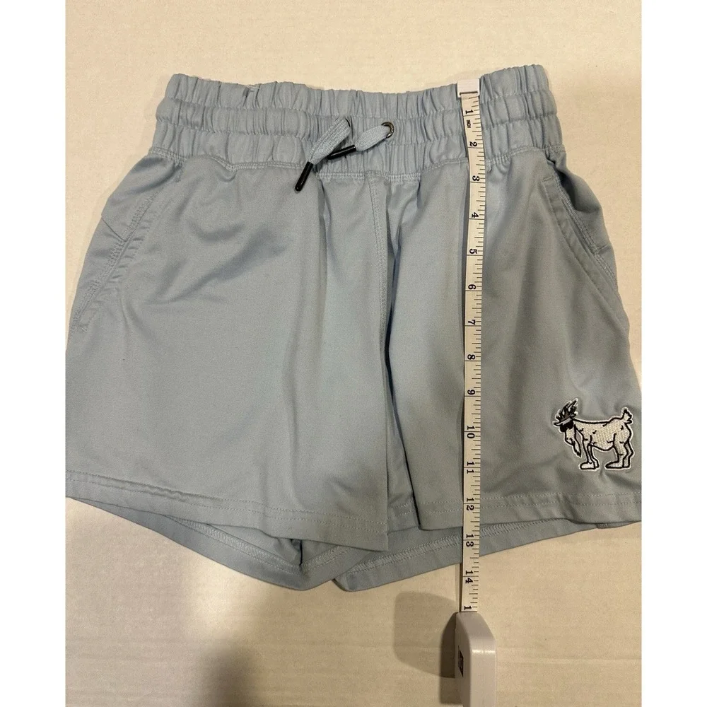 GOAT USA Shorts Embroidered Leg Light Blue Drawstring Elastic 22 In. Waist Boys